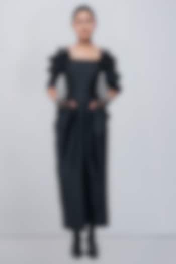 Black Taffeta & Viscose Polyester Maxi Vacation Dress by LEH STUDIOS at Pernia's Pop Up Shop