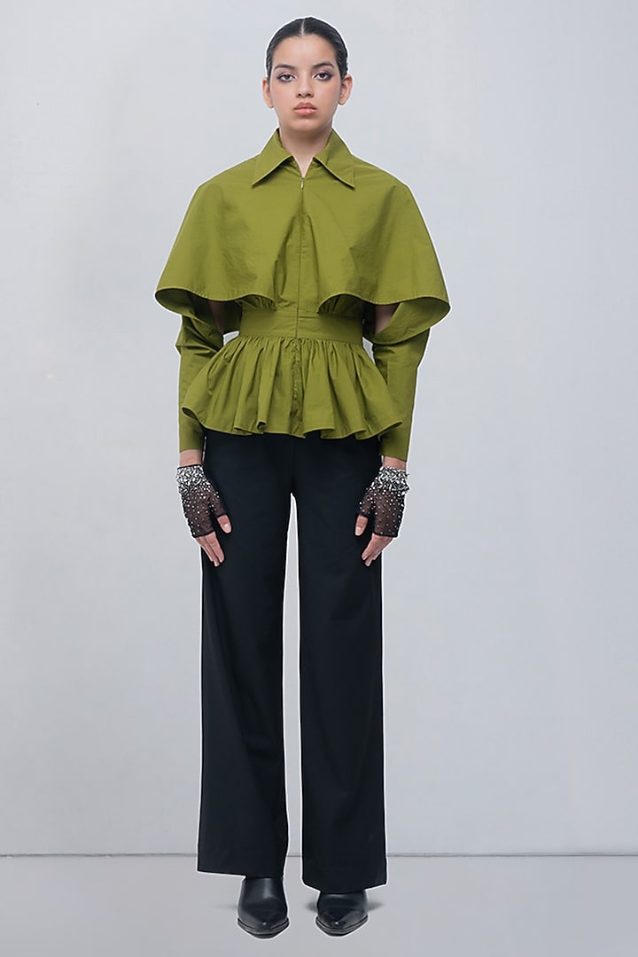 Acid Green Cotton Structured Top by LEH STUDIOS at Pernia's Pop Up Shop