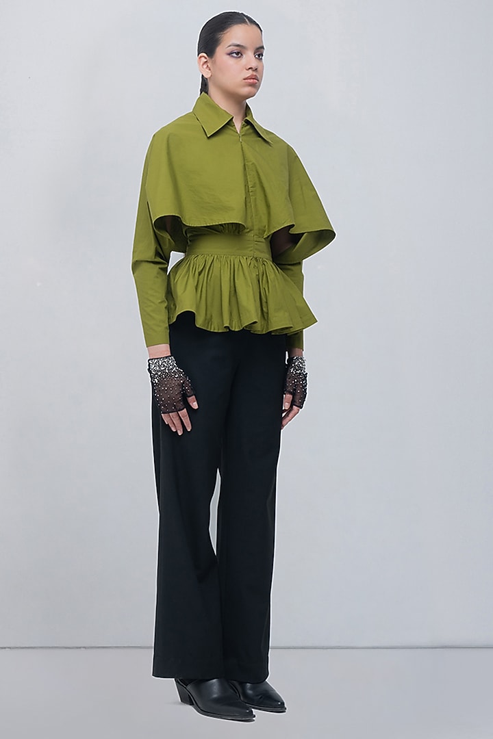 Acid Green Cotton Structured Top by LEH STUDIOS at Pernia's Pop Up Shop
