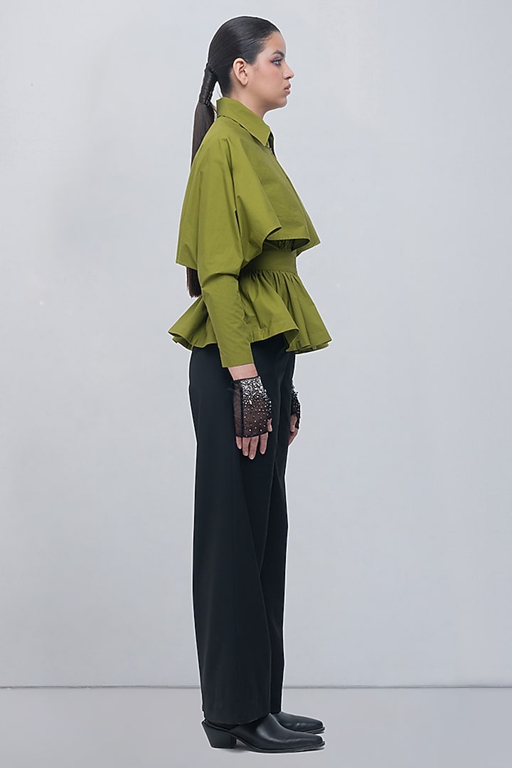 Acid Green Cotton Structured Top by LEH STUDIOS at Pernia's Pop Up Shop