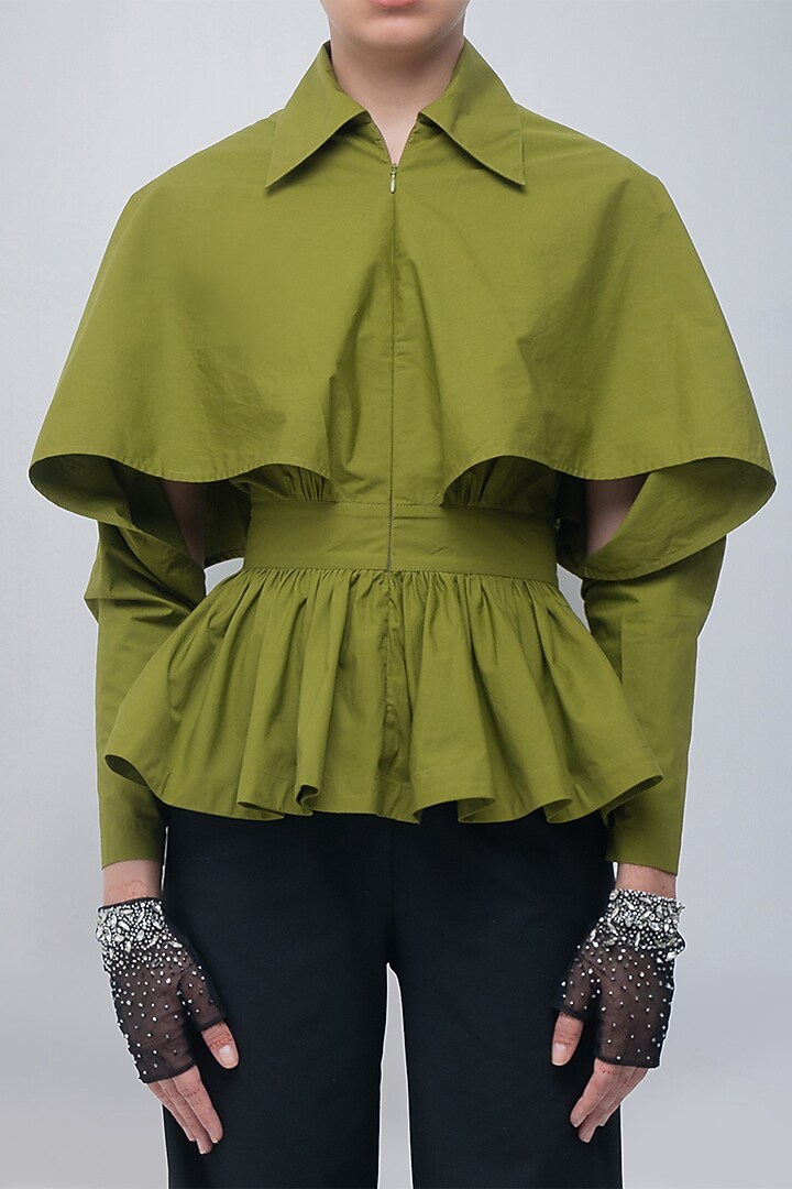 Acid Green Cotton Structured Top by LEH STUDIOS at Pernia's Pop Up Shop
