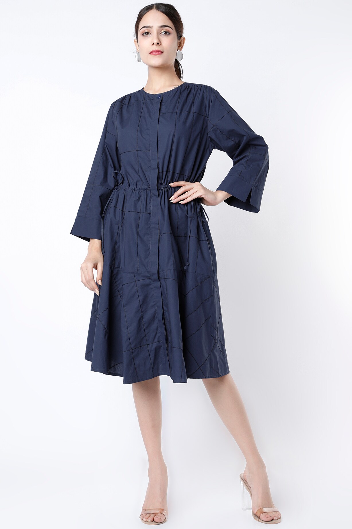white christmas dresses Faithfull the Brand Costa Mini Dress Flor Check Cobalt main image 0