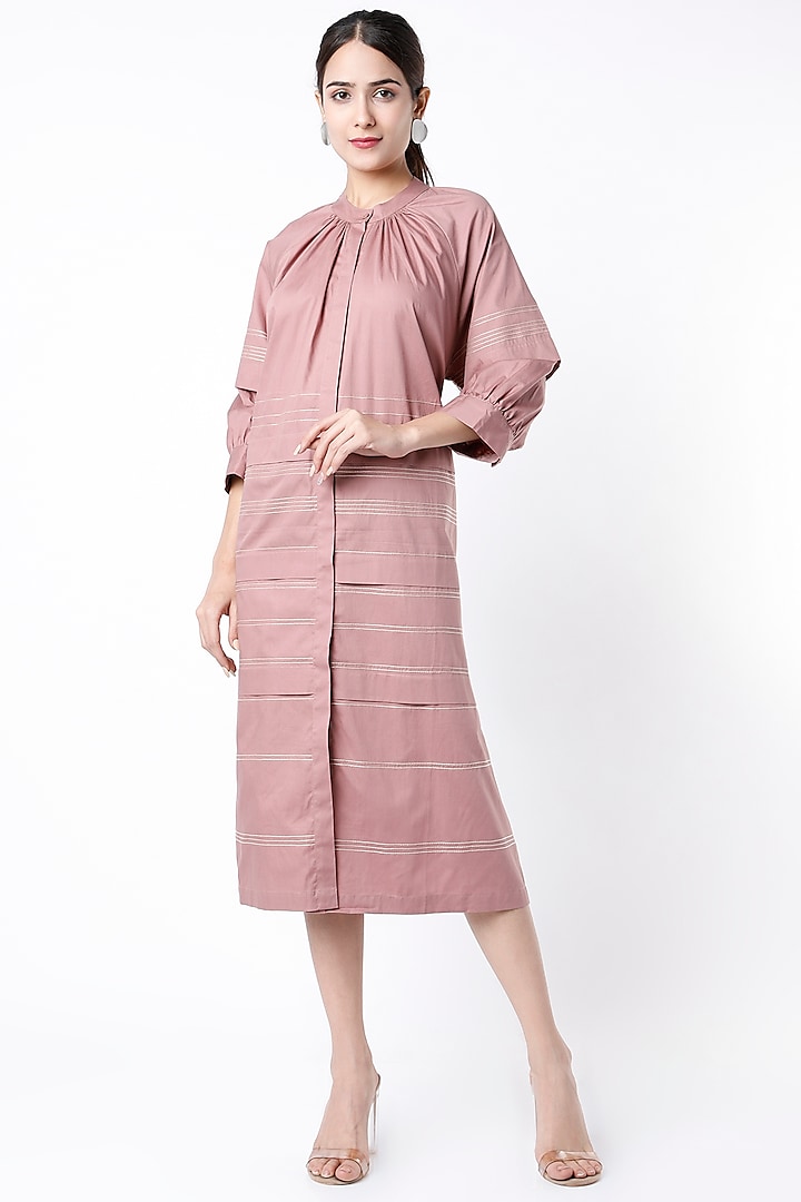 Blush Pink Pleated Dress by Leh