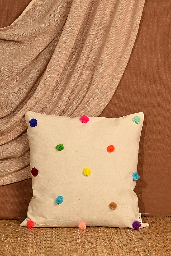 Cream Cotton Cushion Covers (Set of 5) by LEHER at Pernia's Pop Up Shop