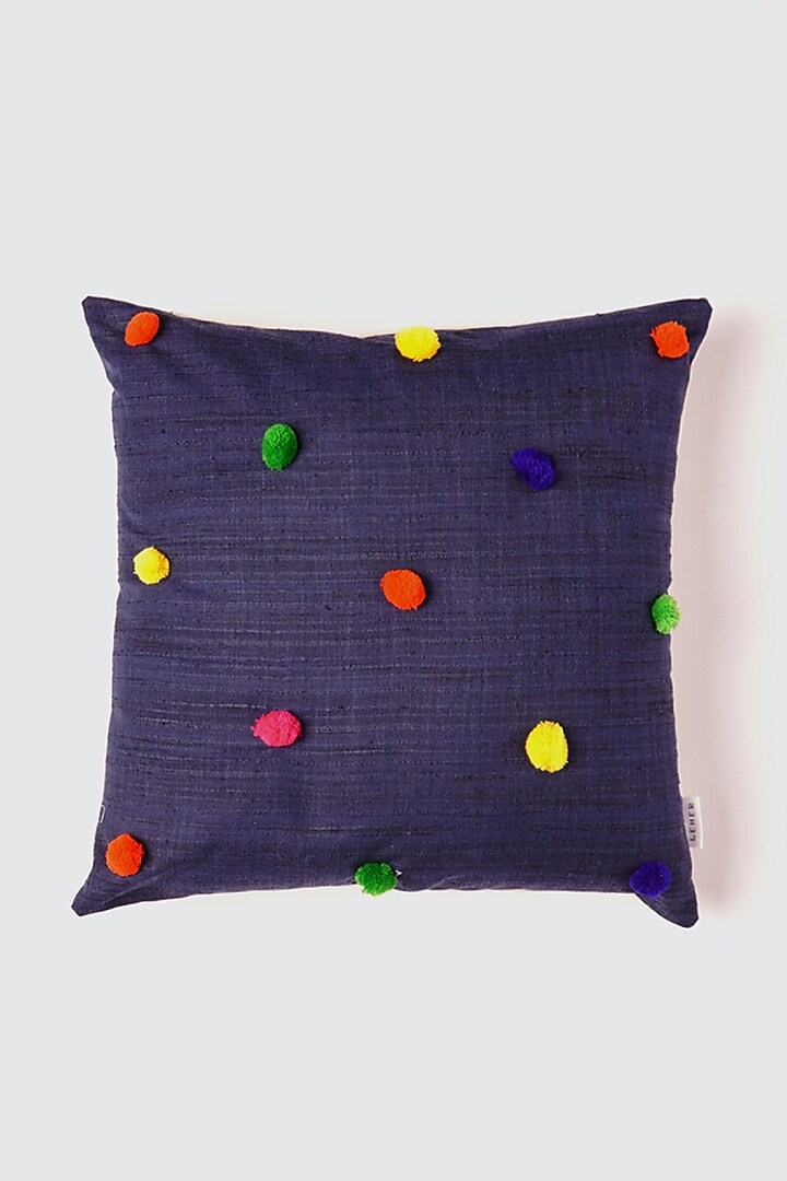 Navy Blue Cotton Cushion Covers (Set of 5) by LEHER at Pernia's Pop Up Shop