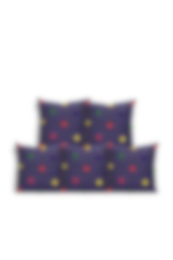 Navy Blue Cotton Cushion Covers (Set of 5) by LEHER at Pernia's Pop Up Shop