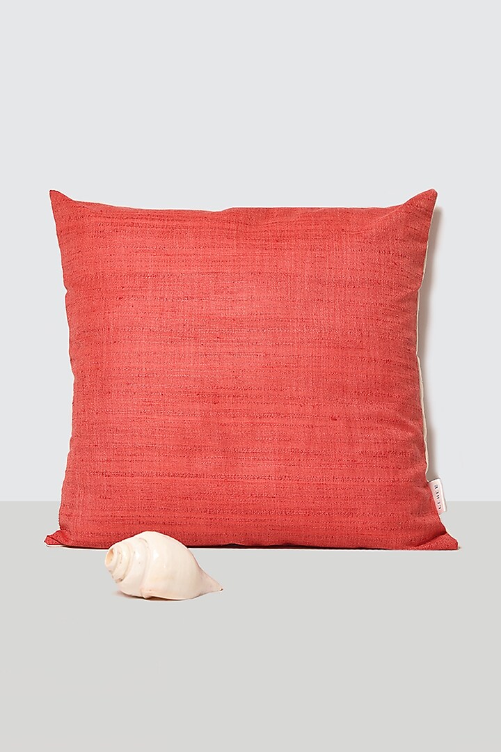 Cream & Red Cotton Printed Cushion Covers (Set of 5) by LEHER at Pernia's Pop Up Shop