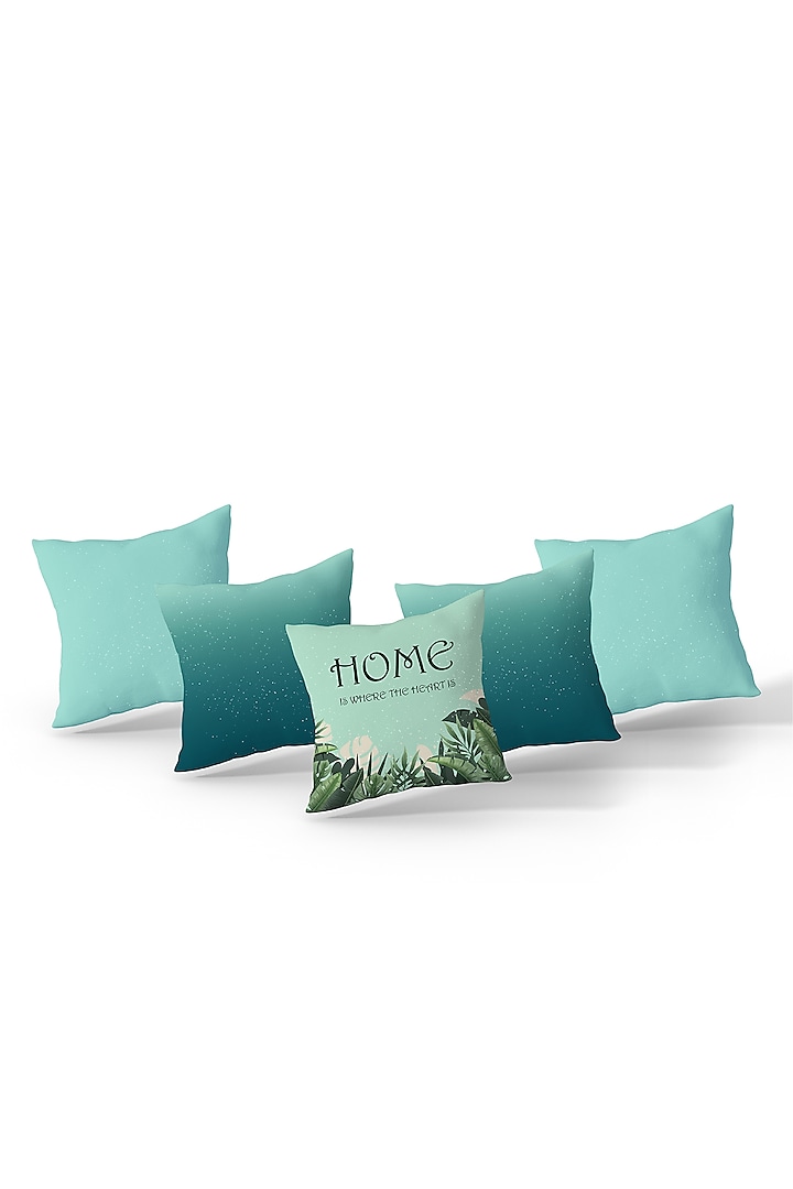 Gradient Green Cotton Printed Cushion Covers (Set of 5) by LEHER