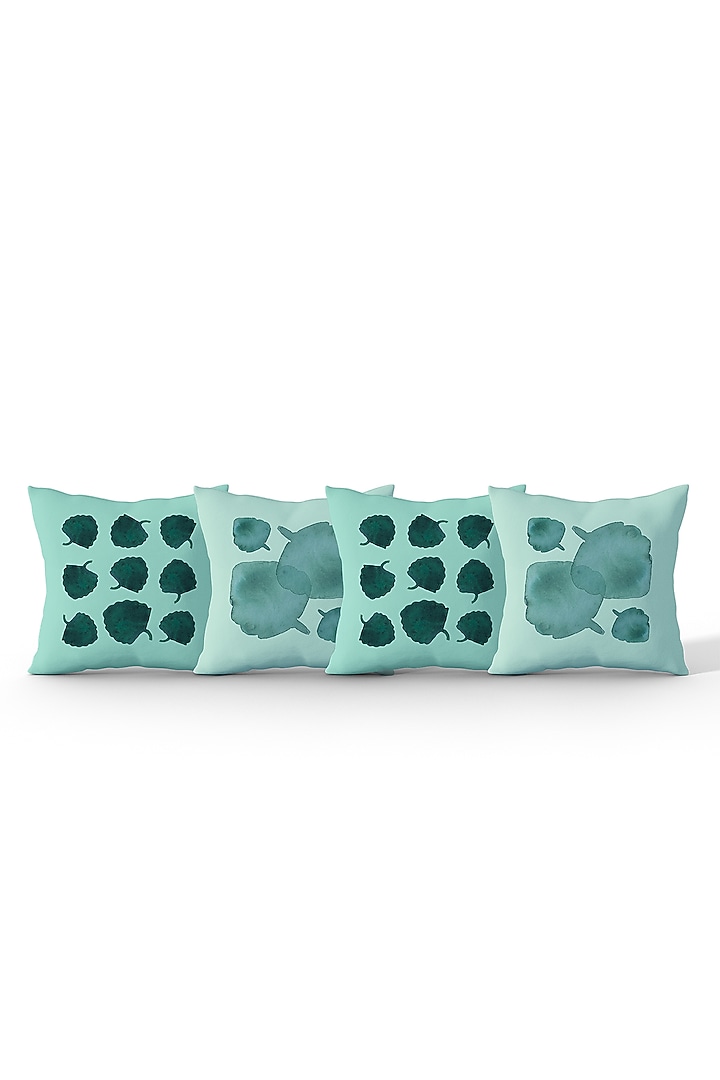 Leafy Green Cotton Printed Cushion Covers (Set of 4) by LEHER at Pernia's Pop Up Shop