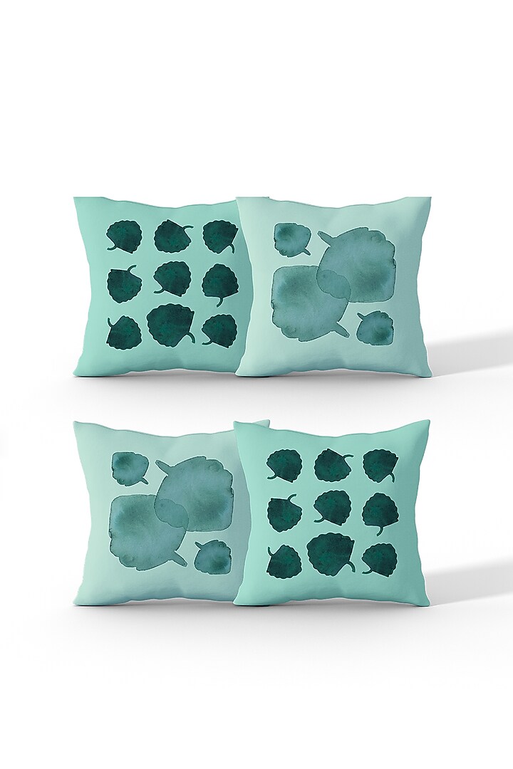 Leafy Green Cotton Printed Cushion Covers (Set of 4) by LEHER