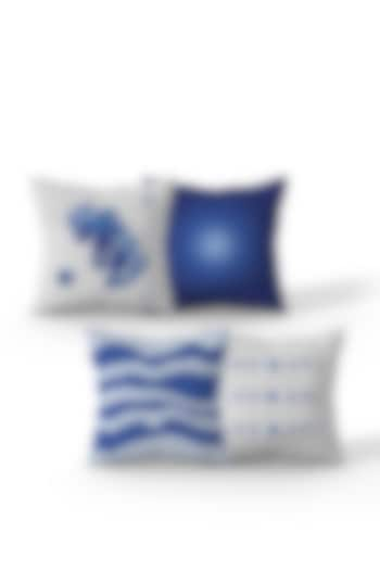 Gradient Blue & White Cotton Printed Cushion Covers (Set of 4) by LEHER at Pernia's Pop Up Shop