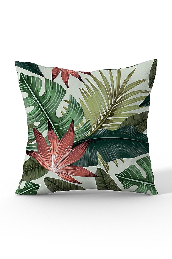 Leafy Green Cotton Printed Cushion Covers (Set of 3) by LEHER at Pernia's Pop Up Shop
