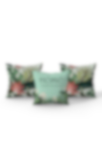 Leafy Green Cotton Printed Cushion Covers (Set of 3) by LEHER at Pernia's Pop Up Shop