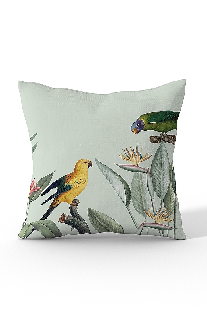 Lemon Yellow & White Cotton Printed Cushion Covers (Set of 3) by LEHER at Pernia's Pop Up Shop