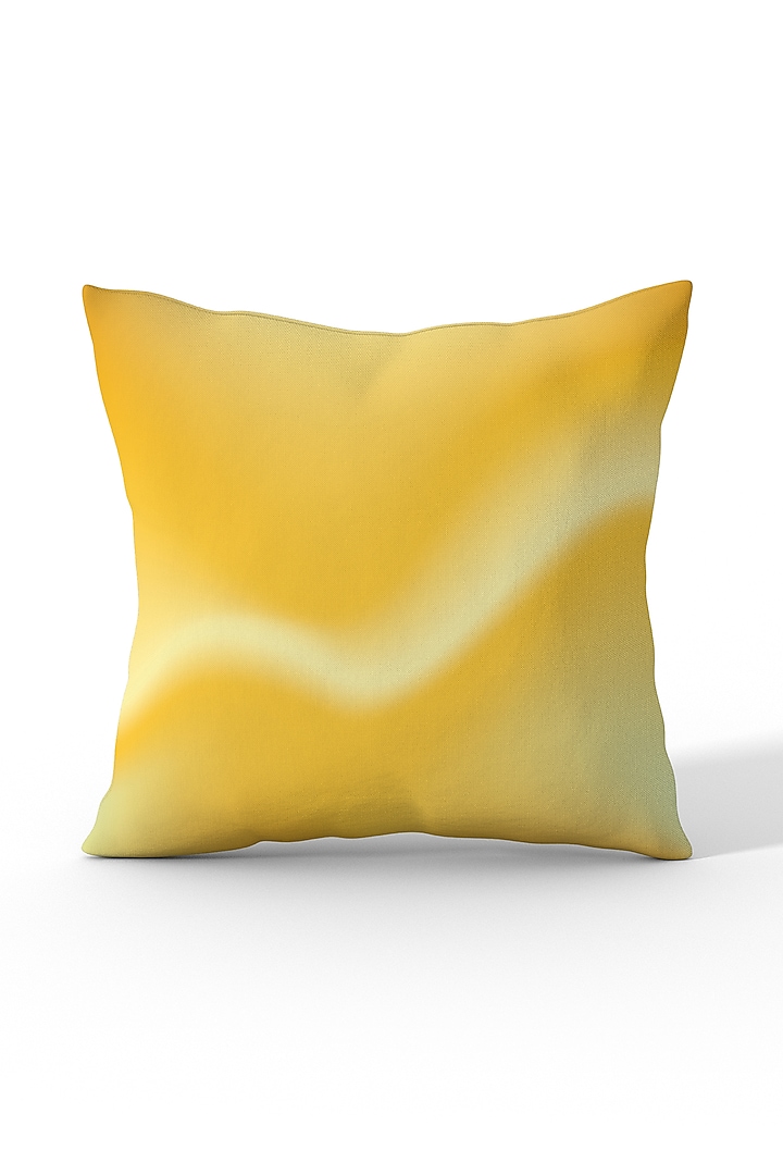 Lemon Yellow & White Cotton Printed Cushion Covers (Set of 3) by LEHER at Pernia's Pop Up Shop