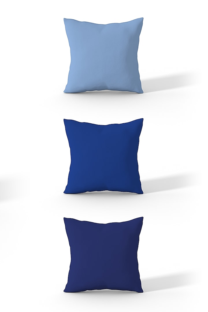 Shady Blue Cotton Cushion Covers (Set of 3) by LEHER at Pernia's Pop Up Shop