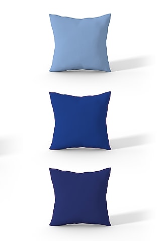 Shady Blue Cotton Cushion Covers (Set of 3) by LEHER