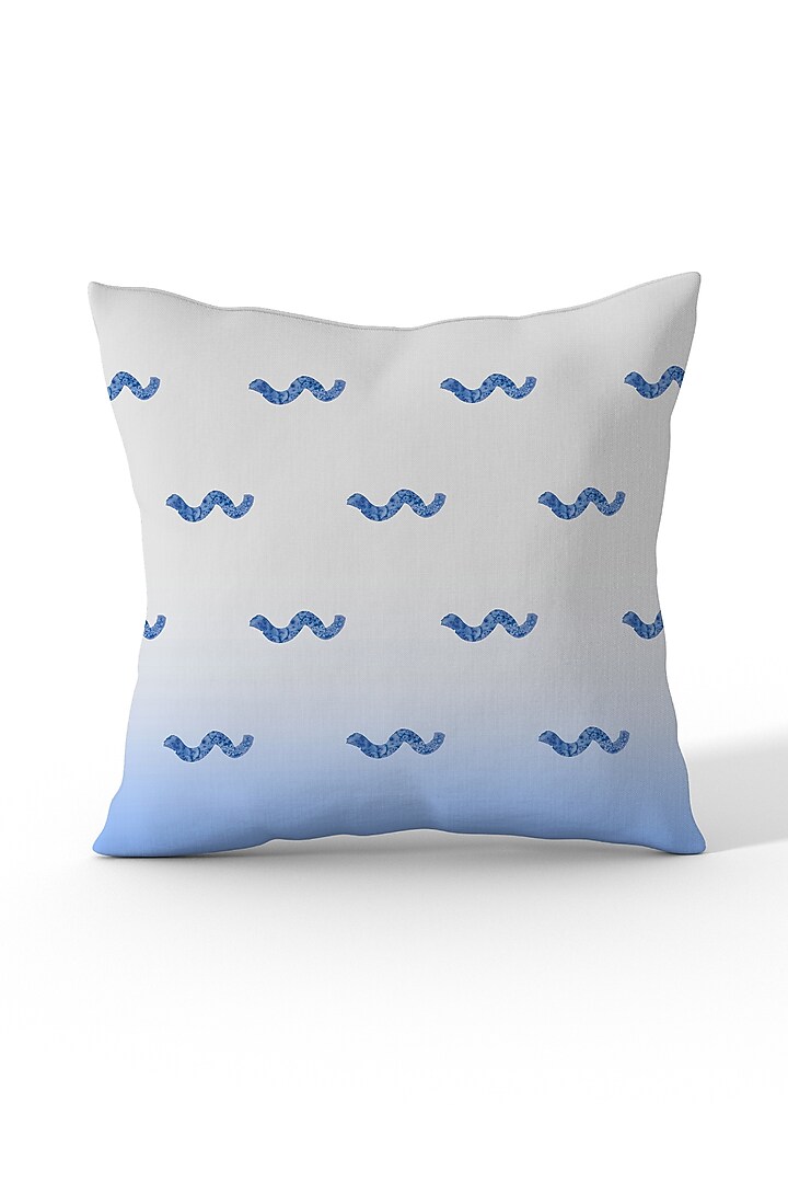 Ocean Blue Cotton Polyester Cushion Abstract Printed Covers (Set of 2) by LEHER at Pernia's Pop Up Shop