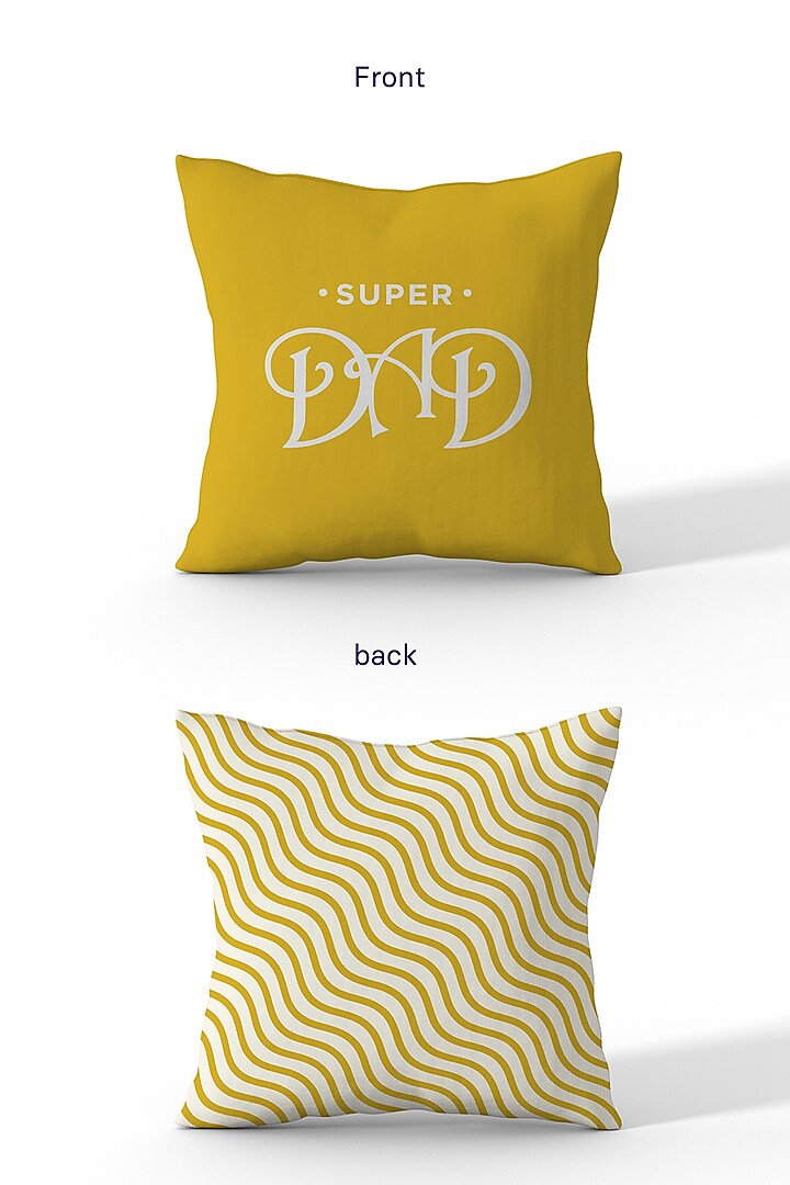 Blue & Yellow Cotton Polyester Printed Cushion Covers (Set of 2) by LEHER at Pernia's Pop Up Shop