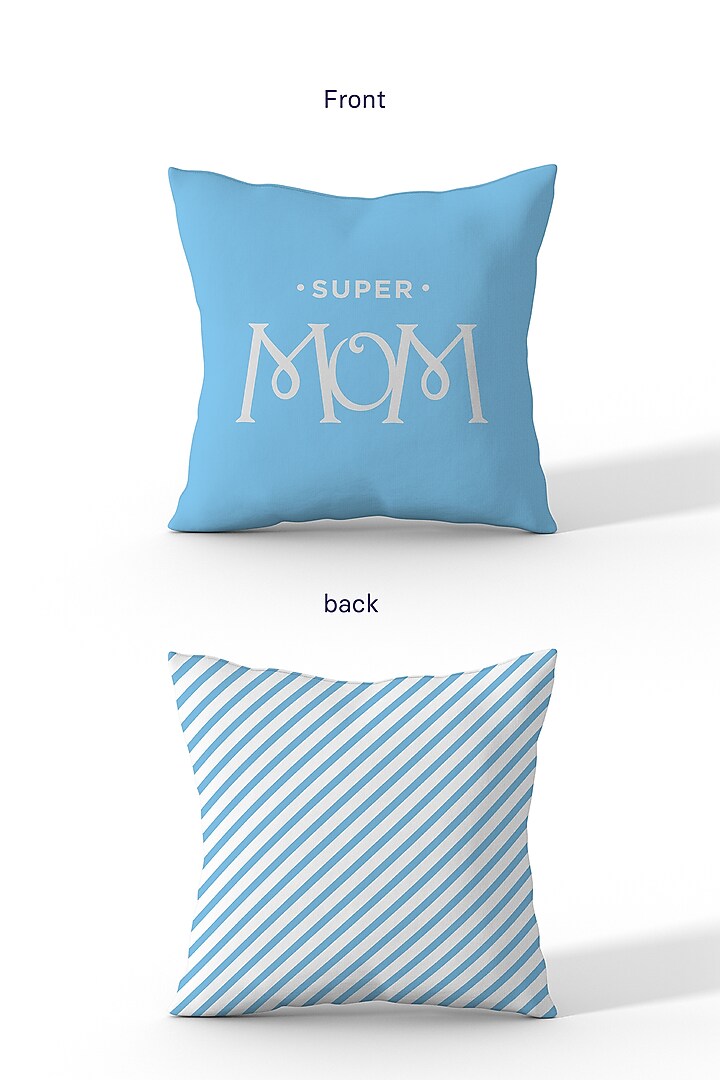 Blue & Yellow Cotton Polyester Printed Cushion Covers (Set of 2) by LEHER at Pernia's Pop Up Shop