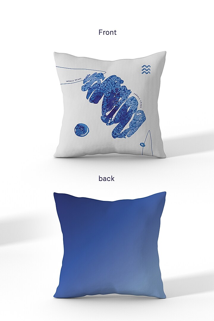 White & Gradient Cotton Printed Cushion Covers (Set of 2) by LEHER at Pernia's Pop Up Shop