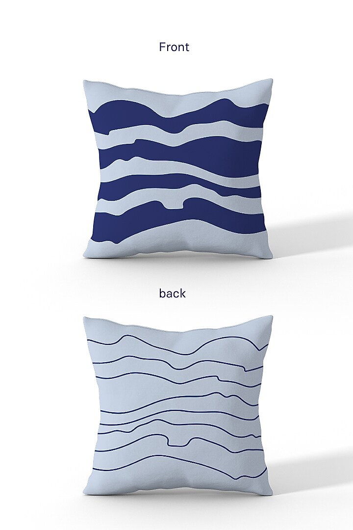 Light Blue Cotton Printed Cushion Covers (Set of 2) by LEHER at Pernia's Pop Up Shop