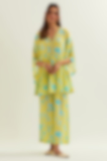 Yellow Viscose Crepe Silk Co-Ord Set by Label Earthen Pret at Pernia's Pop Up Shop