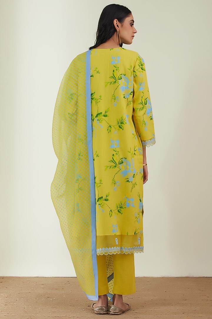 Lemon Yellow Printed Kurta Set by Label Earthen Pret at Pernia's Pop Up Shop