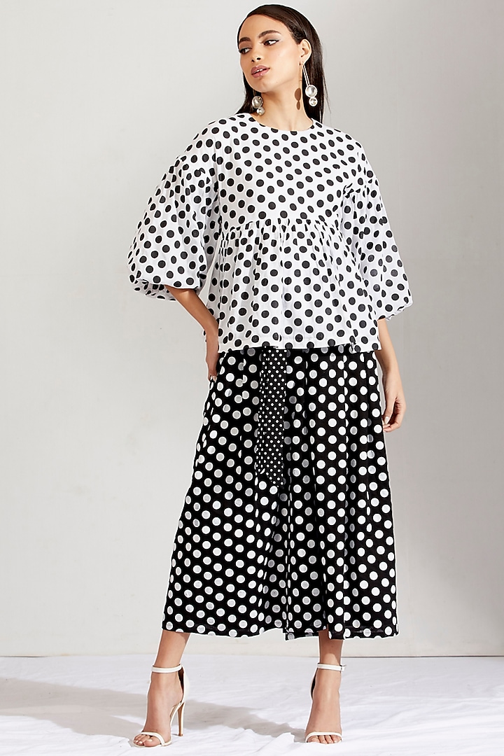 Black & White Printed Palazzo Pant Set by Label Earthen Pret at Pernia's Pop Up Shop