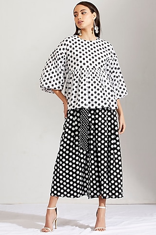 Black & White Printed Palazzo Pant Set by Label Earthen Pret