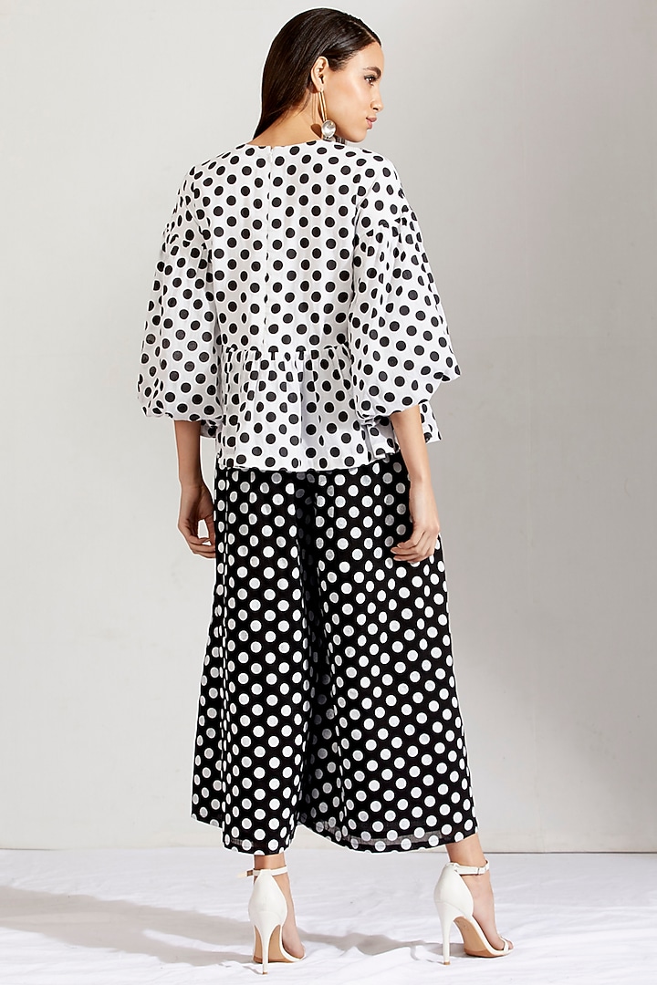Black & White Printed Palazzo Pant Set by Label Earthen Pret at Pernia's Pop Up Shop