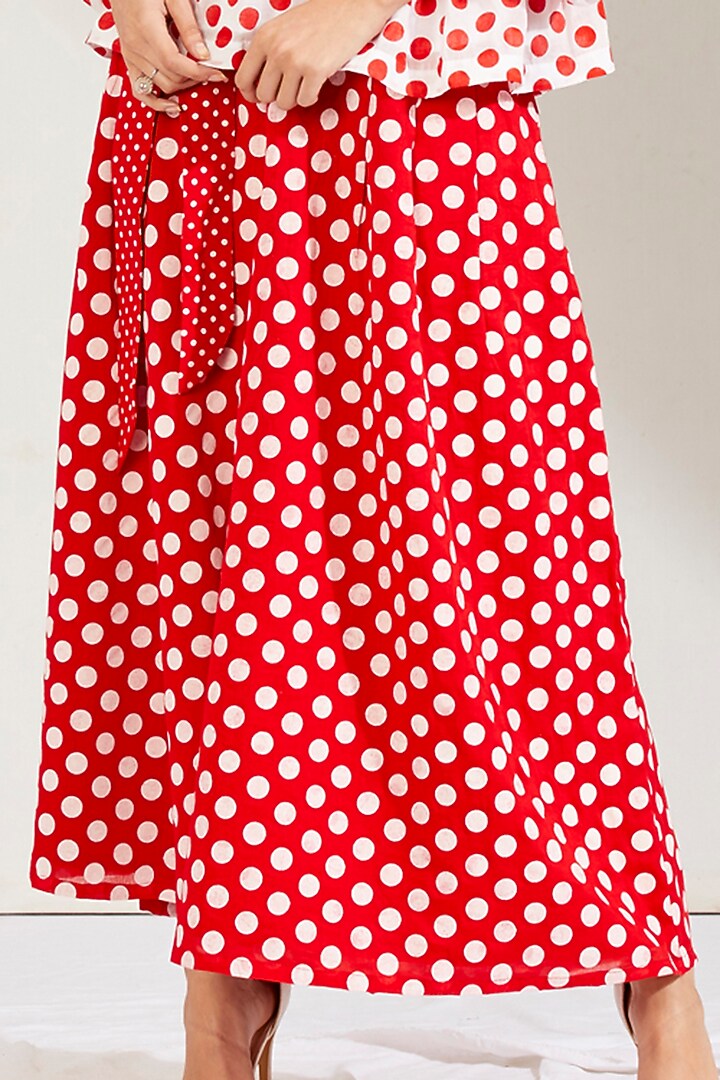 Red & White Printed Palazzo Pant Set by Label Earthen Pret at Pernia's Pop Up Shop