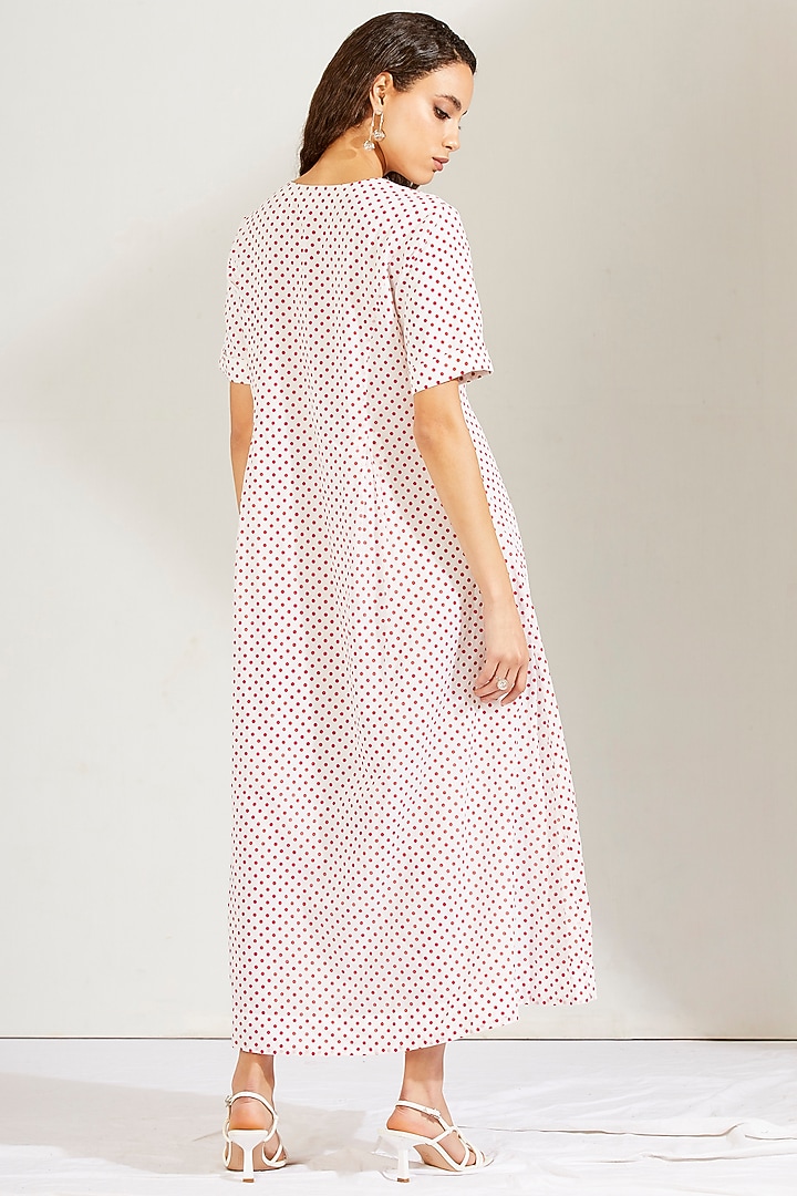 Red & White Cotton Mul Summer Dress by Label Earthen Pret at Pernia's Pop Up Shop