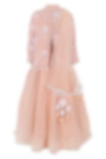 Peach Polyester Floral Threadwork Lehenga Set For Girls by Les Petits at Pernia's Pop Up Shop