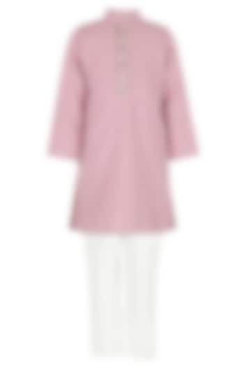Lavender Pink Cotton Sequins Work Kurta Set For Boys by Les Petits at Pernia's Pop Up Shop