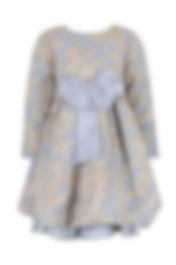 Powder Blue & Gold Brocade Floral Dress For Girls by Les Petits at Pernia's Pop Up Shop