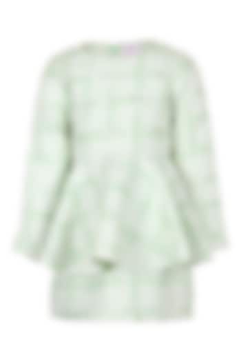 Pista Green Jacquard Dress For Girls by Les Petits at Pernia's Pop Up Shop