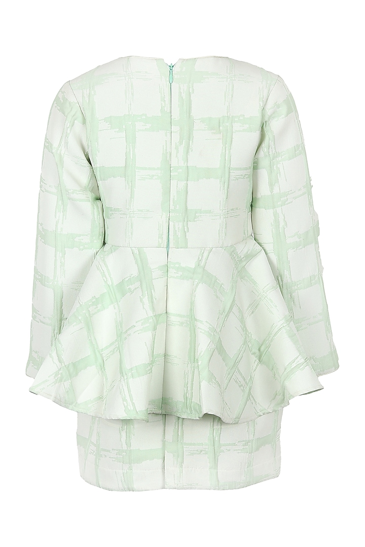 Pista Green Jacquard Dress For Girls by Les Petits at Pernia's Pop Up Shop