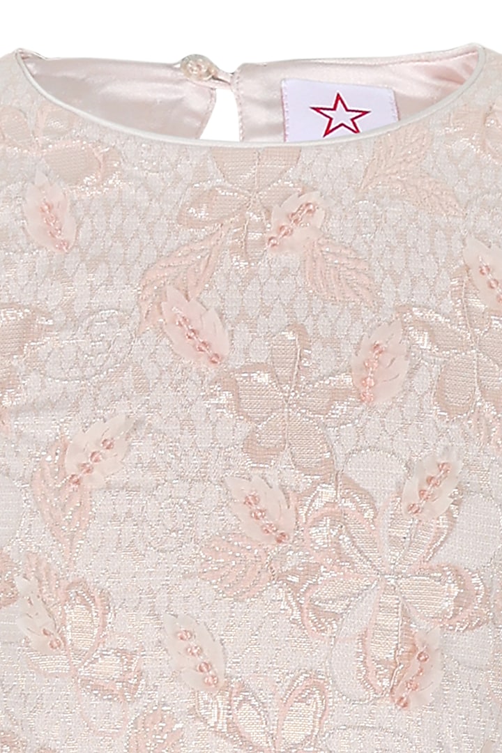 Blush Pink Polyester Embroidered Dress For Girls by Les Petits at Pernia's Pop Up Shop
