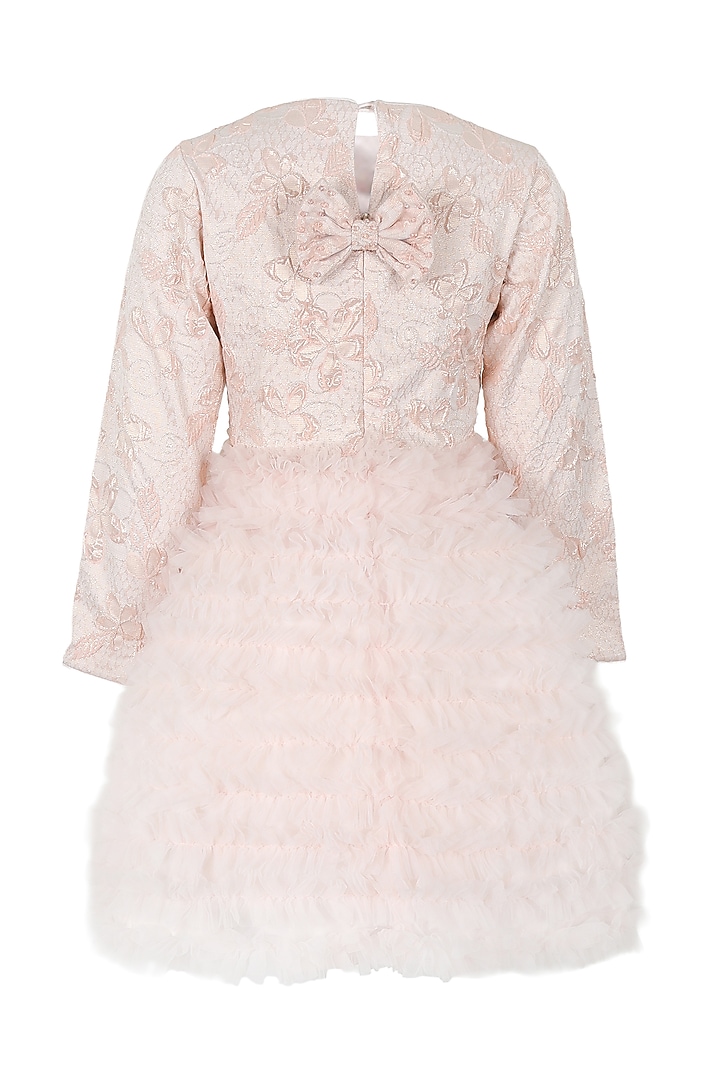 Blush Pink Polyester Embroidered Dress For Girls by Les Petits at Pernia's Pop Up Shop