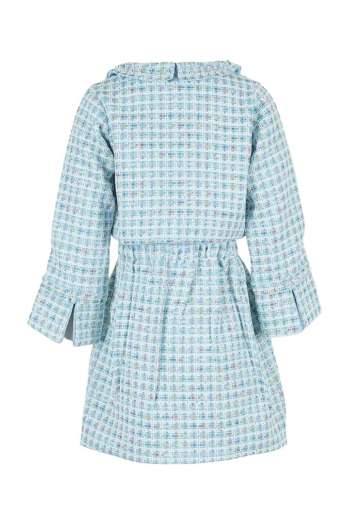Light Blue Tweed Wrap-Style Skirt Set For Girls by Les Petits at Pernia's Pop Up Shop