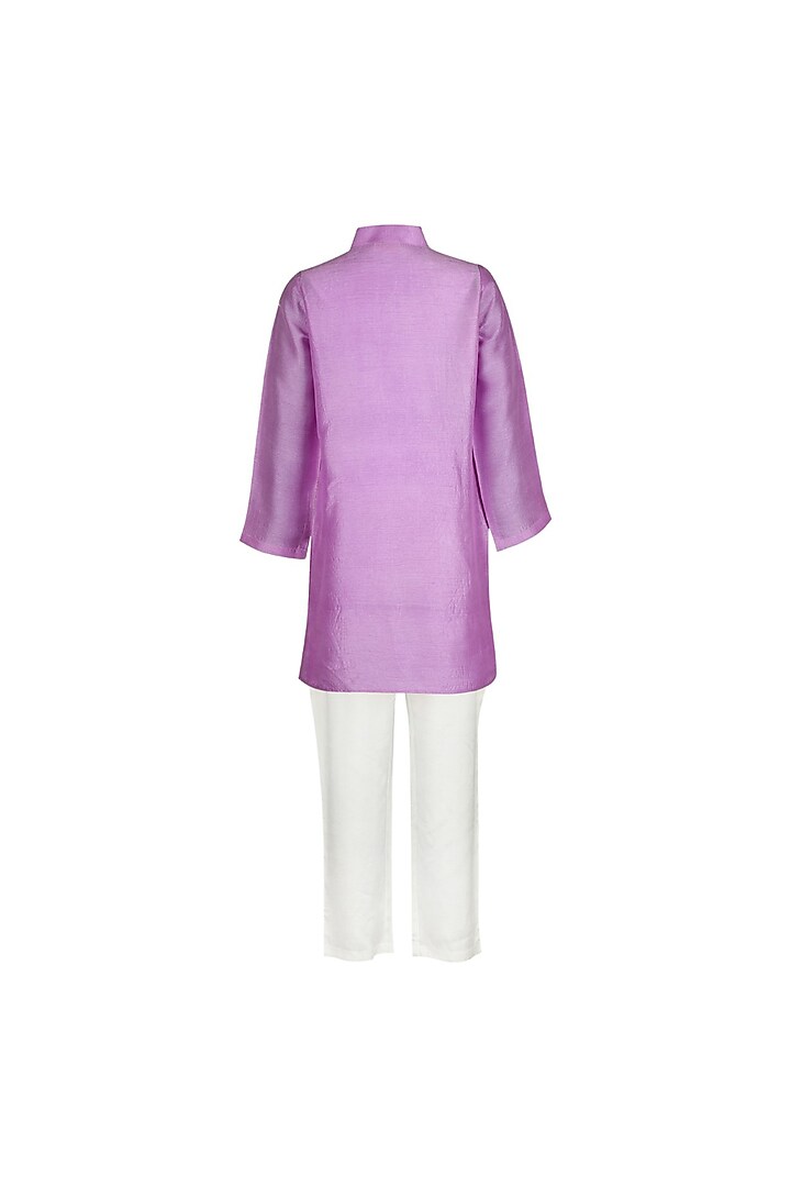 Lilac Modal Embroidered Kurta Set For Boys by Les Petits at Pernia's Pop Up Shop