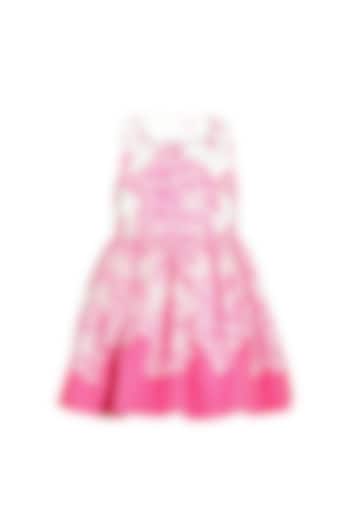 Pink Banana Crepe Embroidered Dress For Girls by Les Petits