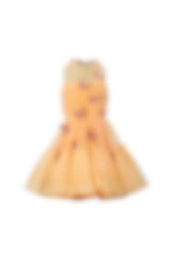 Orange Soft Net Dress For Girls by Les Petits