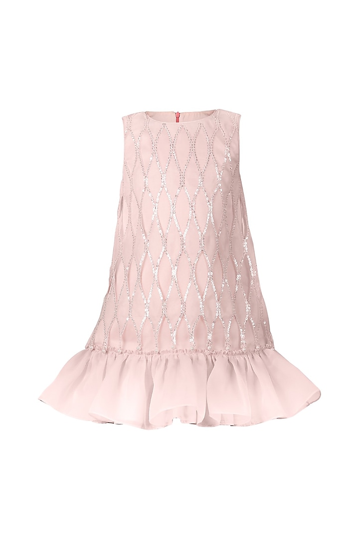 Pink Organza Embroidered Dress For Girls by Les Petits at Pernia's Pop Up Shop