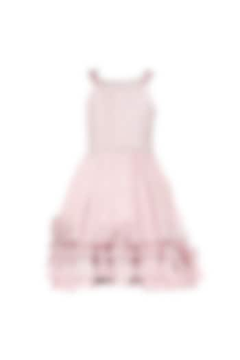 Pink Organza Beads Embroidered Pleated Dress For Girls by Les Petits at Pernia's Pop Up Shop