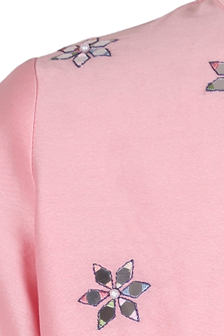 Light Pink Polyester Satin Embroidered Kurta Set For Boys by Les Petits at Pernia's Pop Up Shop