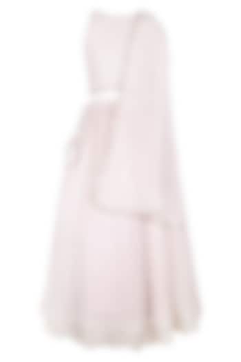 Ivory & Gold Polyester Satin Embroidered Lehenga Set For Girls by Les Petits at Pernia's Pop Up Shop