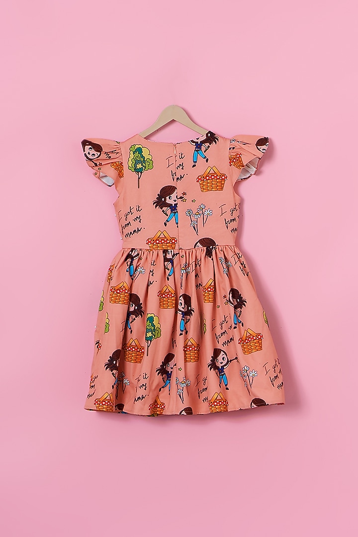 Peach Banana Crepe Dress For Girls by Les Petits at Pernia's Pop Up Shop