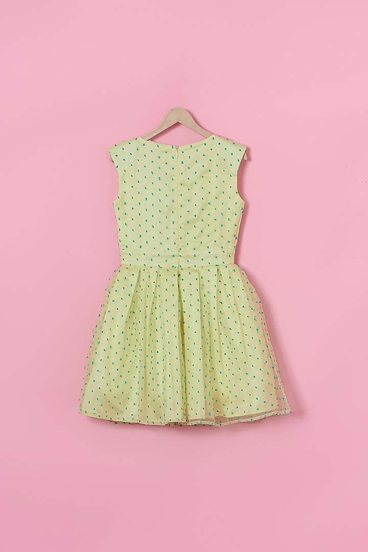 Green Organza Floral Dress For Girls by Les Petits at Pernia's Pop Up Shop